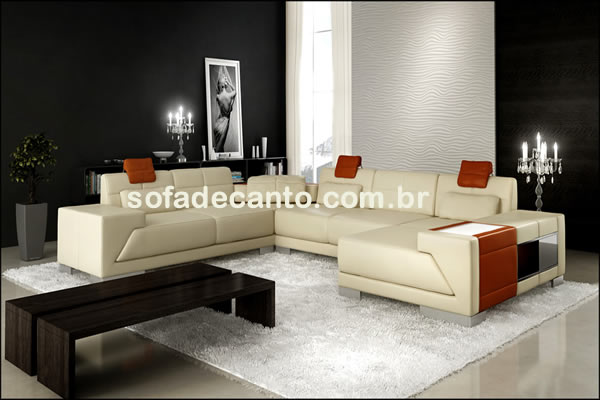sofás de canto em couro grande com chaise sofás de canto grande com chaise